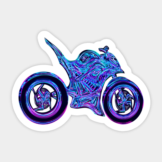 blue and pink motorcycle hollogram Sticker by ogfx